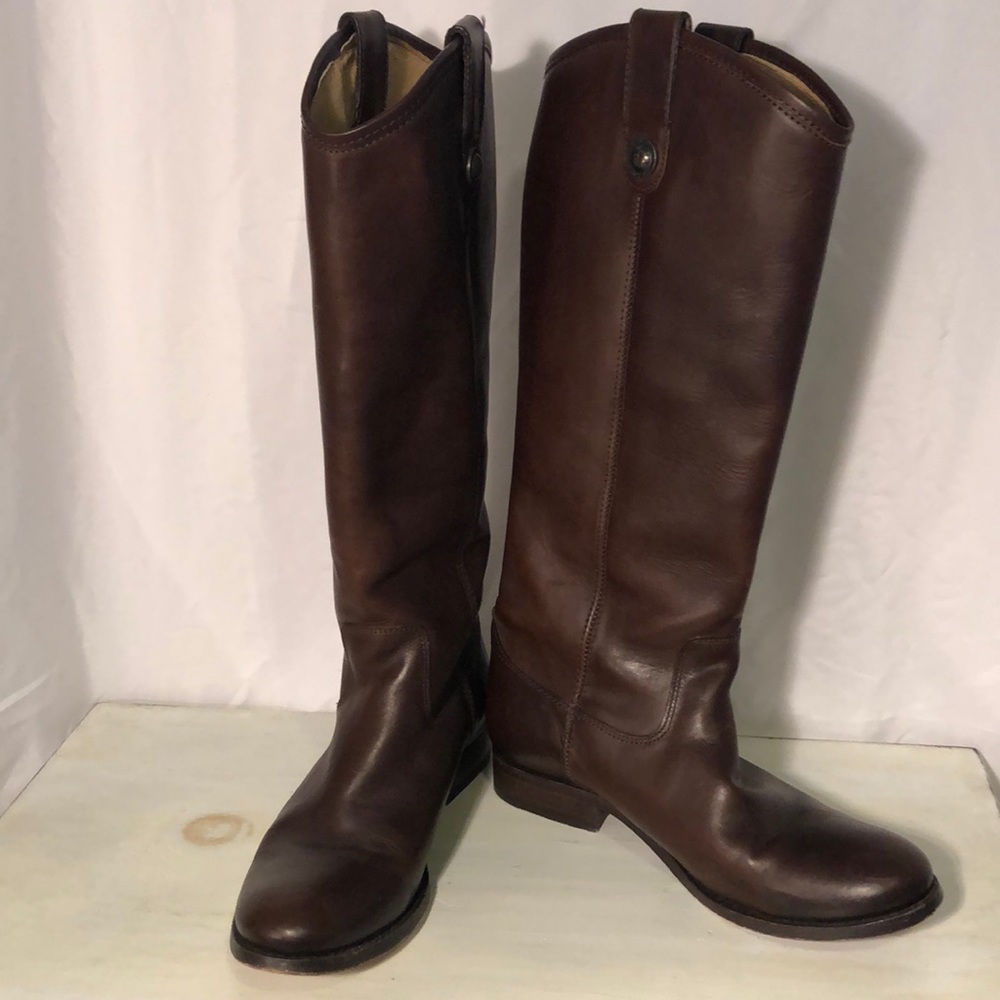 Frye tall brown leather Melissa button boots 7b